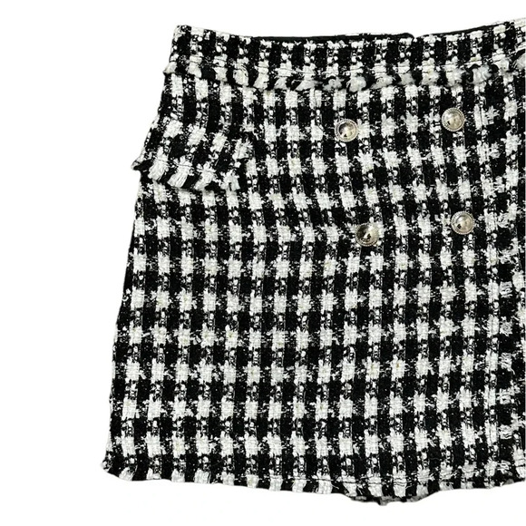 House Of Harlow 1960 Skort BlackWhite Gold Metallic Boucle Tweed Wool Blend Med. - Picture 2 of 6